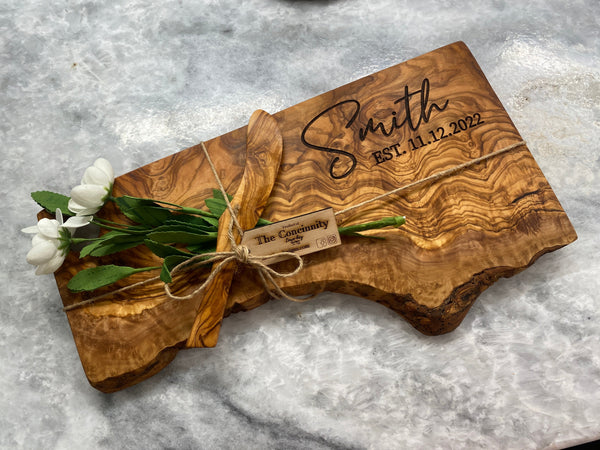 Personalized Olive Wood Charcuterie Board – 21″